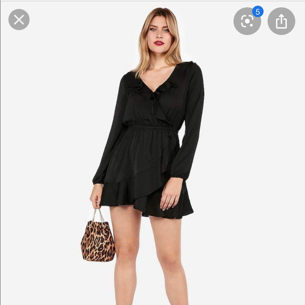 Express Ruffle Elastic Waist Wrap Dress